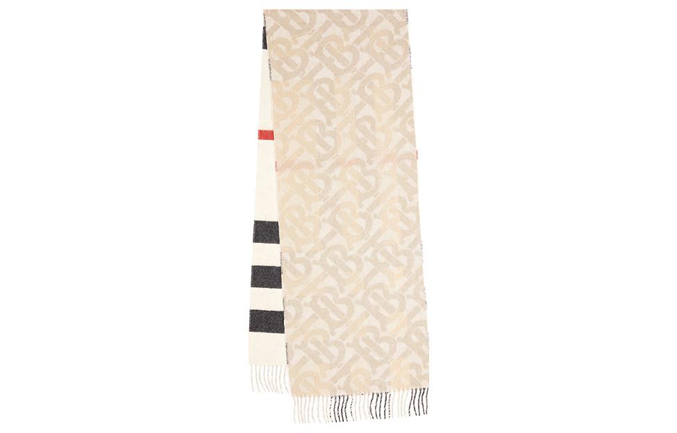 (Women) Burberry Double-Sided Check Logo Wool Scarf Natural White (). 80638151 圖 2