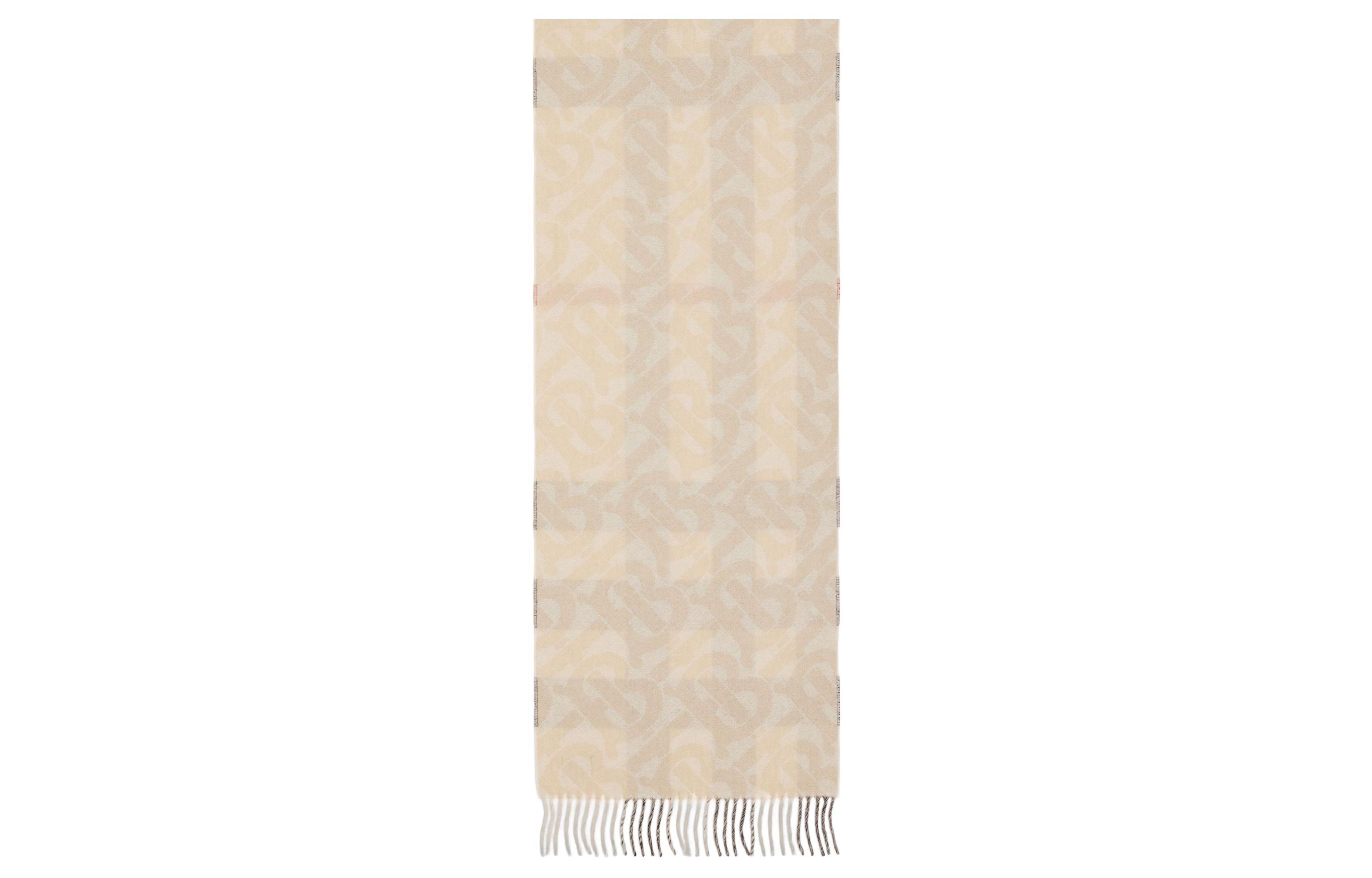 (Women) Burberry Double-Sided Check Logo Wool Scarf Natural White (). 80638151 圖 4