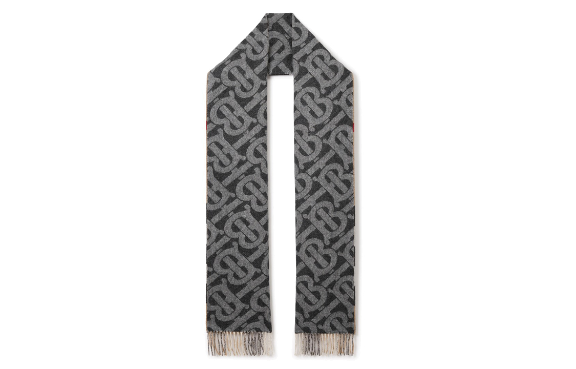 (Women) Burberry Double-sided Checkered Wool Scarf for Women in Black and Gray. 80574631 圖 2