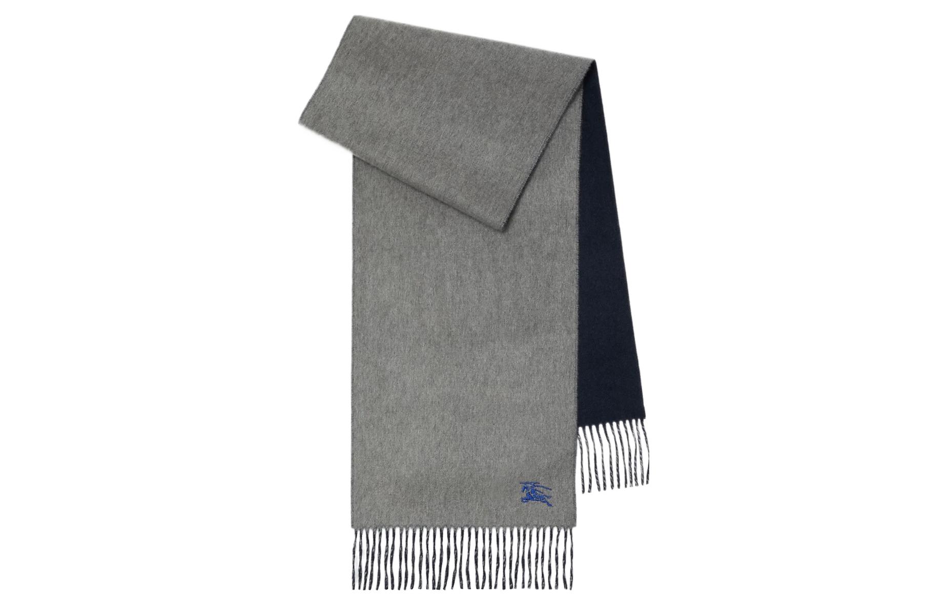 (Women) Burberry Double-Sided Equestrian Knight Logo Wool Scarf  Grey. 80778241