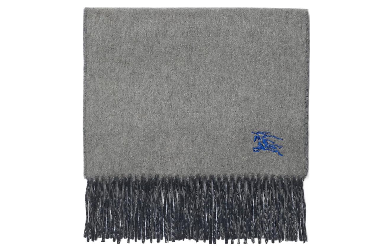 (Women) Burberry Double-Sided Equestrian Knight Logo Wool Scarf  Grey. 80778241 圖 5