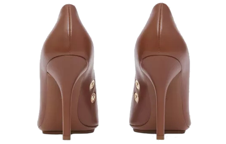 (W) Burberry Elegant Perforated Detail Leather Pointed High Heels 'Tan' 圖 4