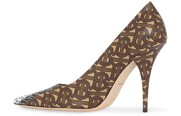 Buy (W) 博柏利Elodie字母印花尖头高跟鞋'棕色' 8018752