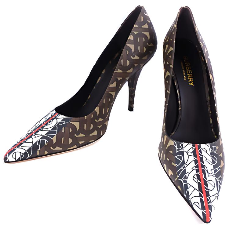 Lookbook (W) 博柏利Elodie字母印花尖头高跟鞋'棕色' 8018752