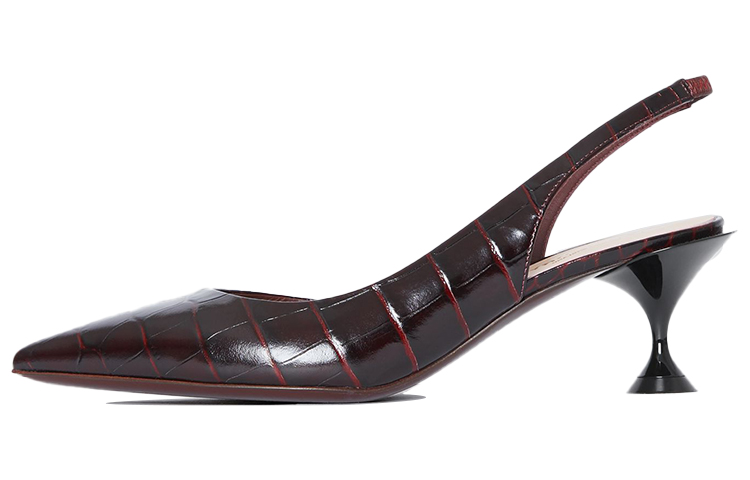 (Women) Burberry Embossed Leather High Heel Mules 'Red Brown' 80086561