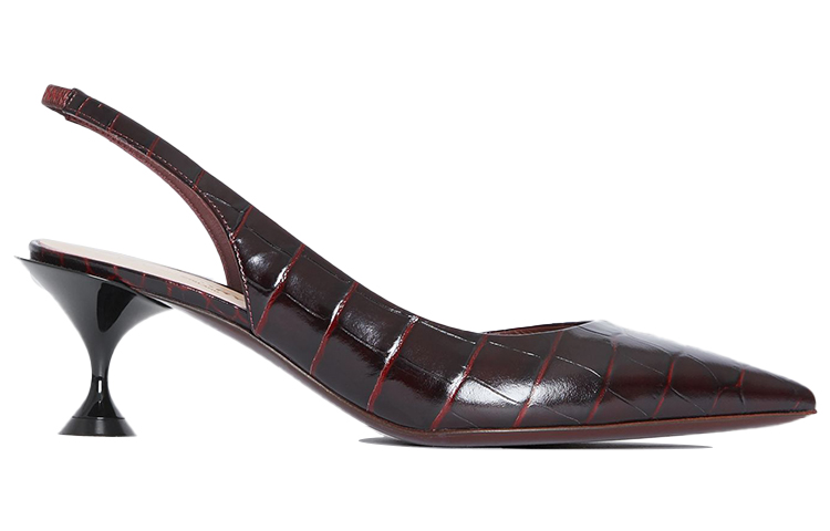 (W) Burberry Embossed Leather High Heel Mules 'Red Brown' 圖 2