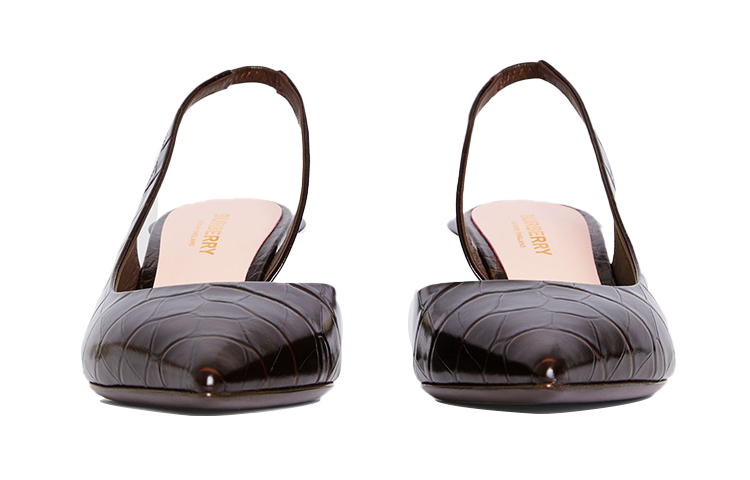 (W) Burberry Embossed Leather High Heel Mules 'Red Brown' 圖 3