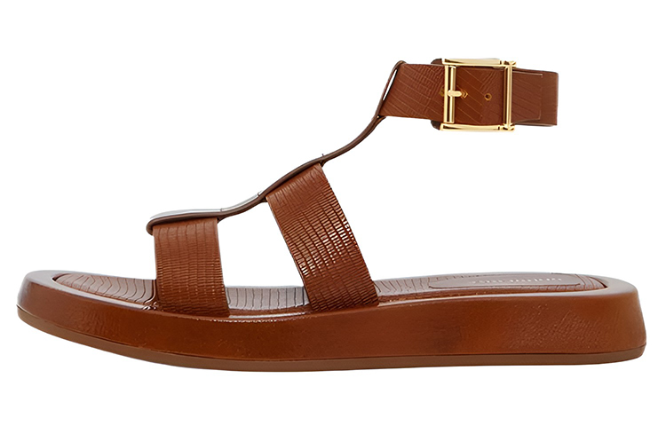 (Women) Burberry Embossed Leather Platform Sandals 'Tan Brown' 80563281