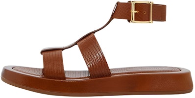 (Women) Burberry Embossed Leather Platform Sandals 'Tan Brown' 80563281 (Women) Burberry Embossed Leather Platform Sandals 'Tan Brown' 80563281