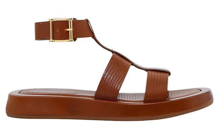 Order (W) Sandalias Plataforma de Cuero Burberry Grabado 'Marrón Canela' 80563281