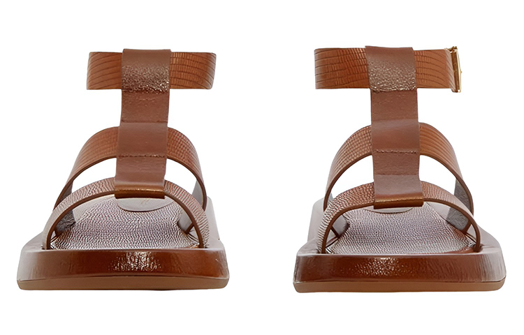 Lookbook (W) Sandalias Plataforma de Cuero Burberry Grabado 'Marrón Canela' 80563281