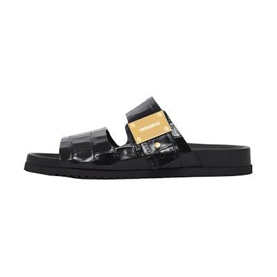(W) Burberry Embossed Leather Sandal 'Black Logo'