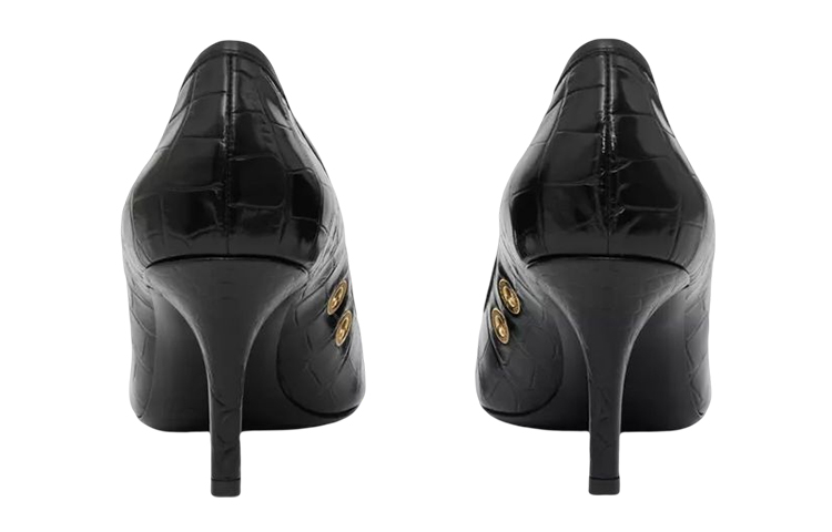 Shop Burberry博柏利 壓花尖頭 細跟 高筒鞋 女款 黑色
