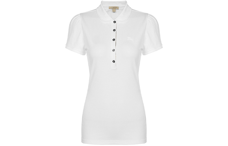 (Women) Burberry Embroidered Knight Short Sleeve Polo Shirt White 38128251