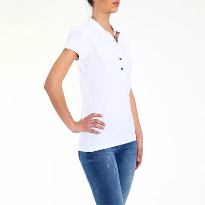 (Women) Burberry Embroidered Knight Short Sleeve Polo Shirt White 38128251 Sizing (Women) Burberry Embroidered Knight Short Sleeve Polo Shirt White 38128251