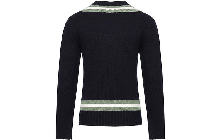 (Women) Burberry Embroidered Patch Wool Blend Pullover Sweater Navy Blue 80078511 圖 3