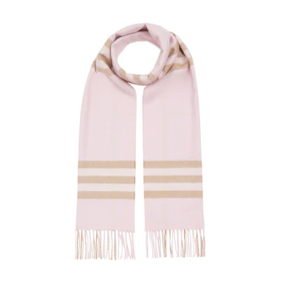 (Women) Burberry Embroidered Red Cashmere Scarf for Women - Pink Colorblock Design 8016396-A2888