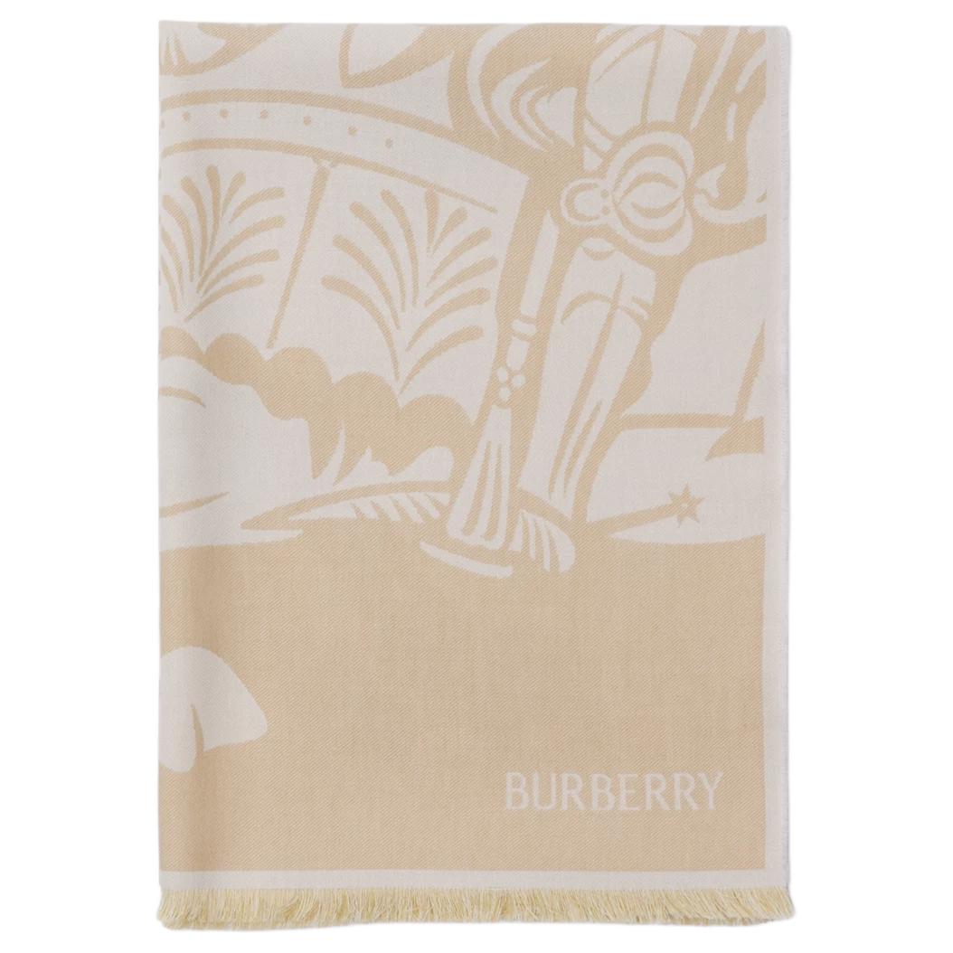 (Women) Burberry Equestrian Knight Cotton Knit Scarf Beige . 80937501 圖 3