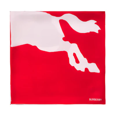 (Women) Burberry Equestrian Knight Logo Letter Print Silk Scarf Red Women 80754531