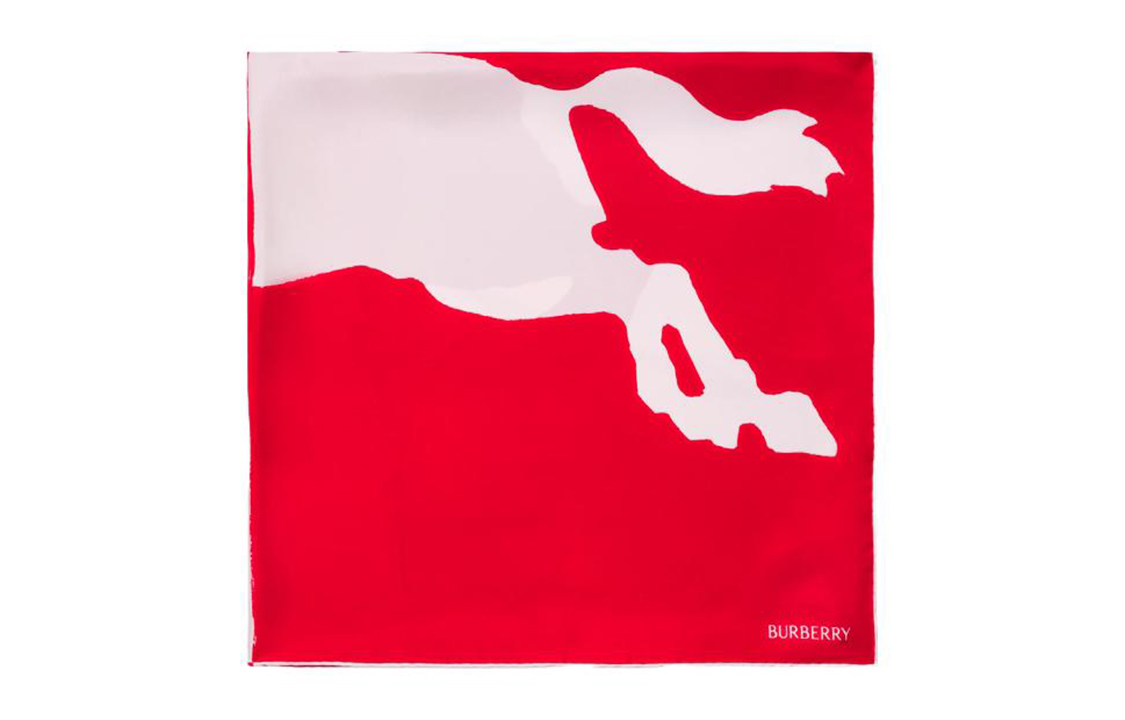 (Women) Burberry Equestrian Knight Logo Letter Print Silk Scarf Red Women 80754531 圖 2