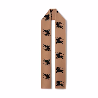(Women) Burberry Equestrian Knight Logo Scarf Camel Wool 80720801