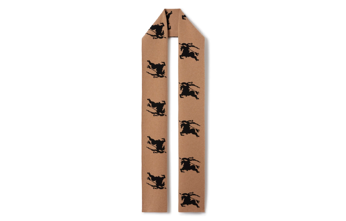 (Women) Burberry Equestrian Knight Logo Scarf  Camel Wool 80720801 圖 2