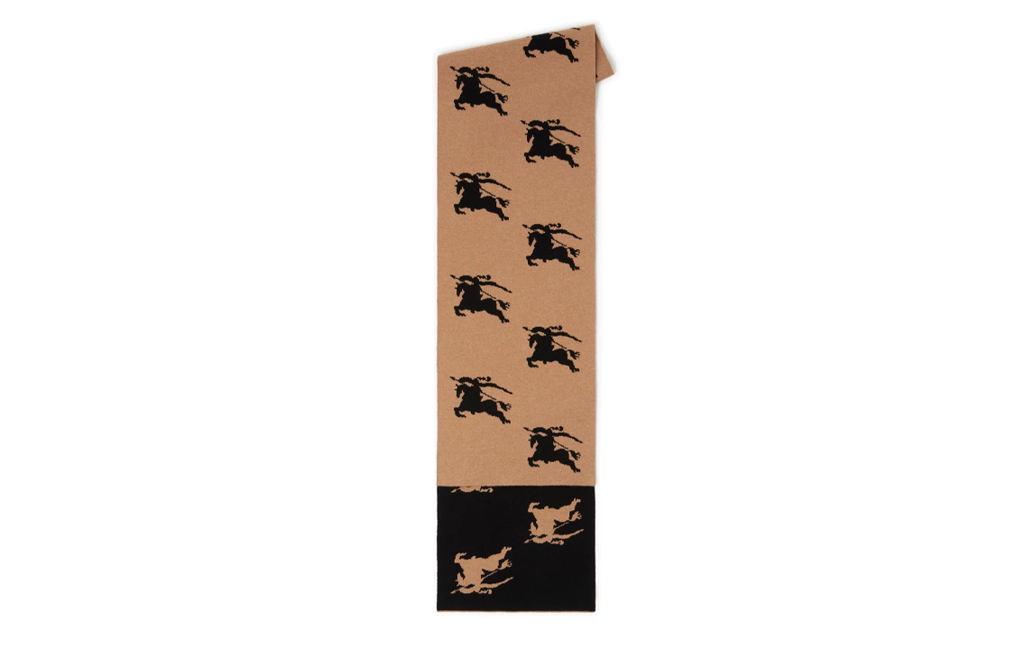 (Women) Burberry Equestrian Knight Logo Scarf  Camel Wool 80720801 圖 3