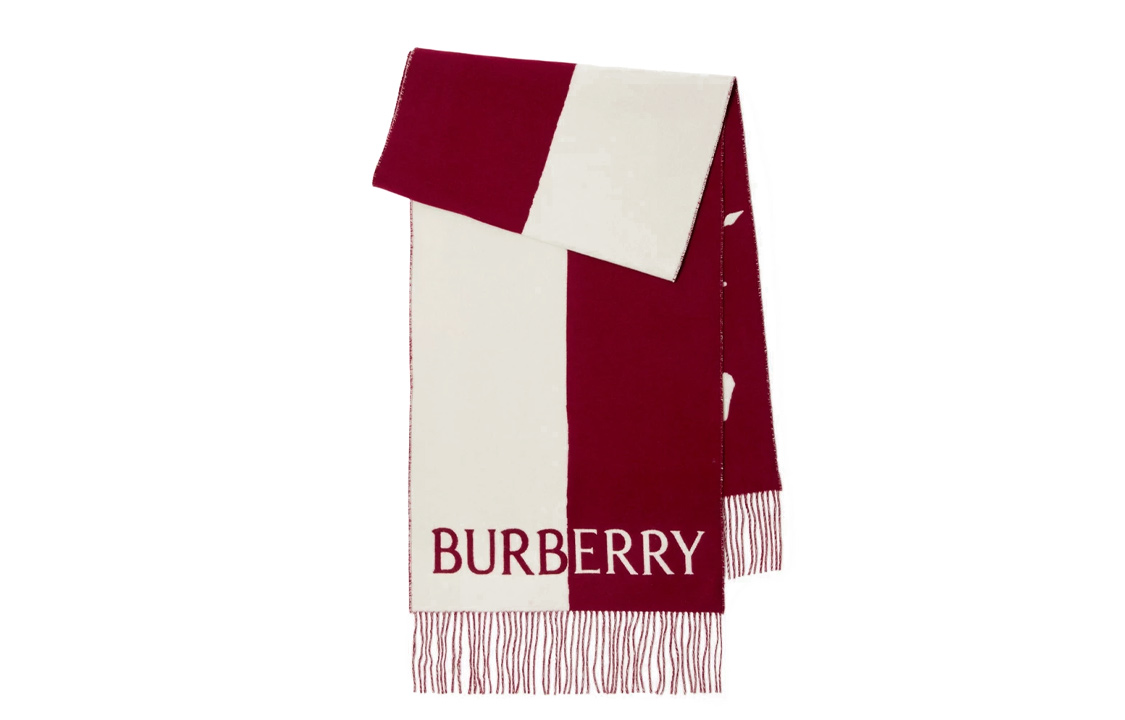 (Women) Burberry Equestrian Knight Logo Wool Scarf Red (). 80755531 圖 2