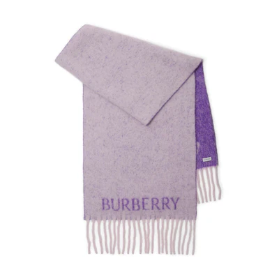 (Women) Burberry Equestrian Logo Alpaca Wool Blend Knit Scarf Women’s Purple. 80771081