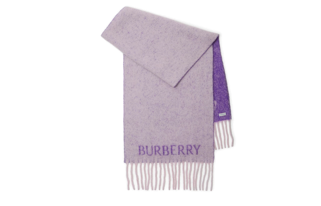 (Women) Burberry Equestrian Logo Alpaca Wool Blend Knit Scarf Women’s Purple. 80771081 圖 2