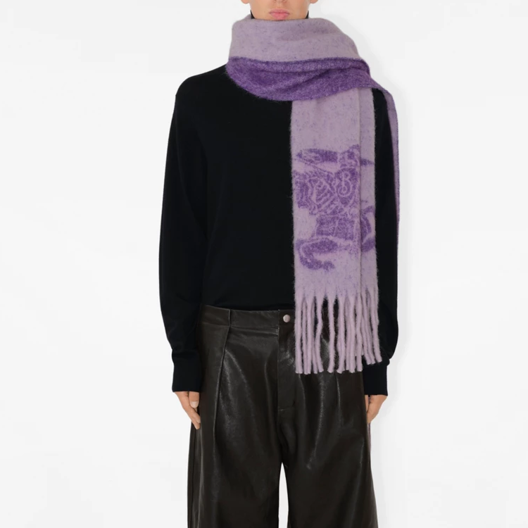 (Women) Burberry Equestrian Logo Alpaca Wool Blend Knit Scarf Women’s Purple. 80771081 圖 5