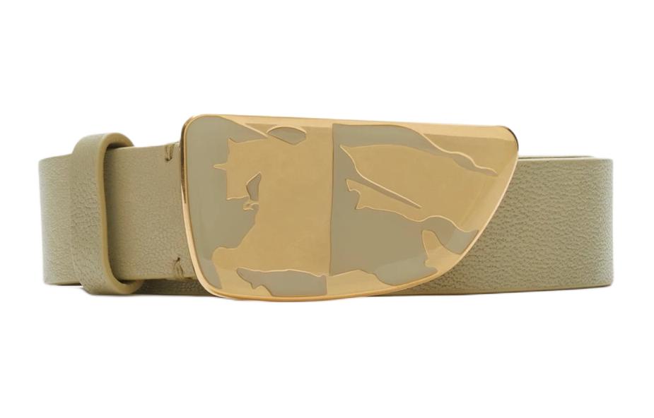 (Women) Burberry Equestrian Logo Calfskin Leather Belt Women Beige 2.5CM Wide. 80881671