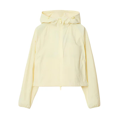 (Women) Burberry Equestrian Logo Hoodie Short Jacket in Fruit Syrup Color 80825141