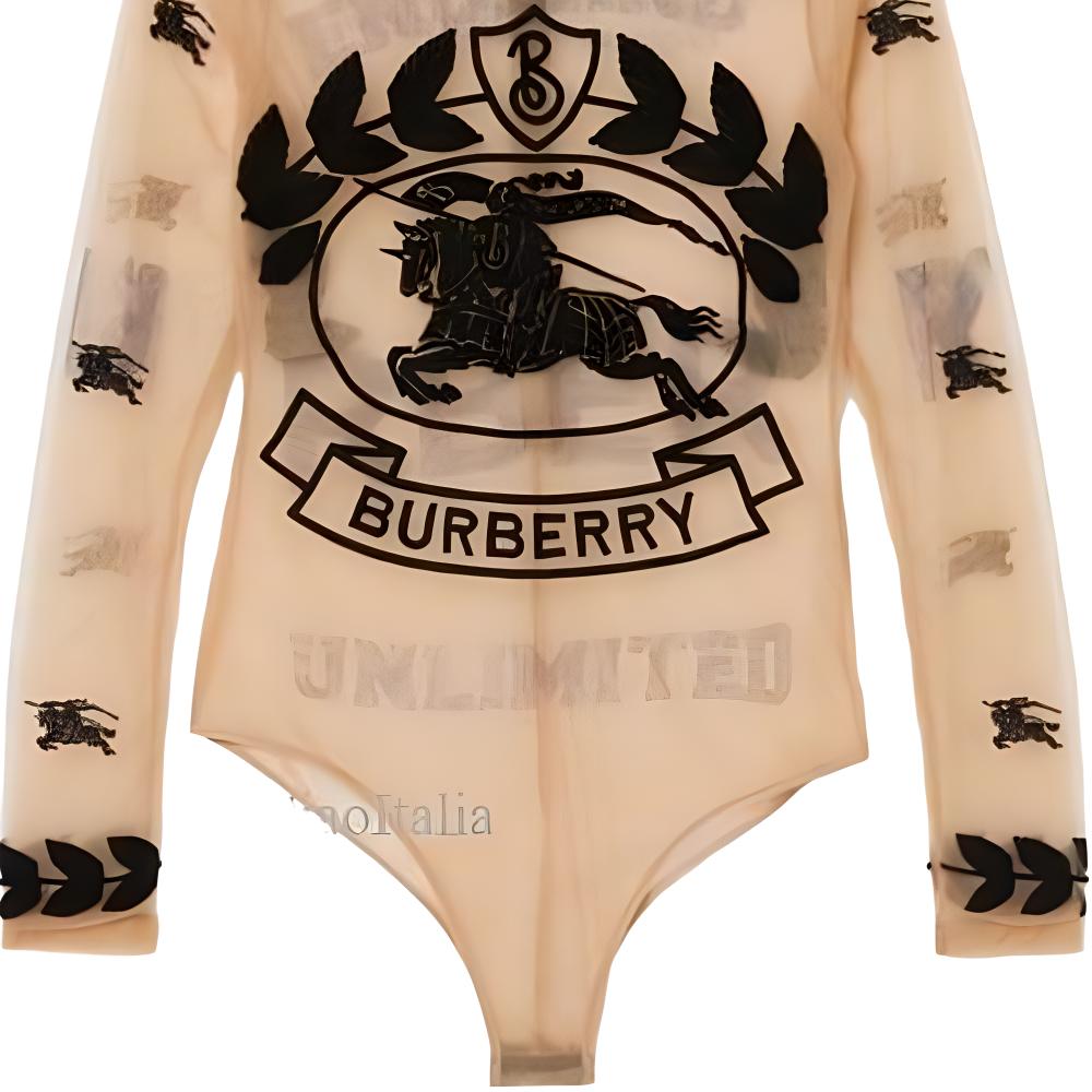 Sizing (W) 博柏利晚装SS23马术刺绣透视长袖衬衫裸色女款 80621901