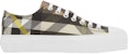 (W) Burberry Exaggerated Check Cotton Sneakers Wheat - Kasut Burberry Kotak Kapas Gandum 80642811