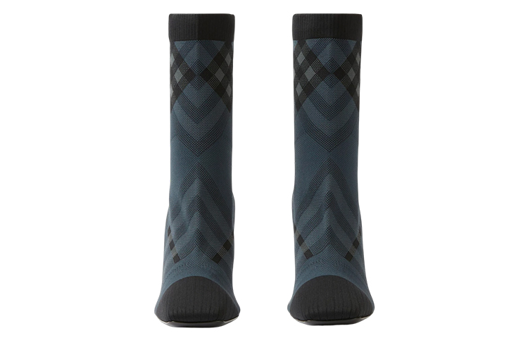 Lookbook (Women) Burberry Fabric Checkered Stiletto Ankle Boots 'Blue Black' 80692081