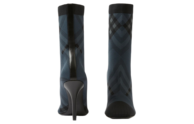 Shop (Women) Burberry Fabric Checkered Stiletto Ankle Boots 'Blue Black' 80692081