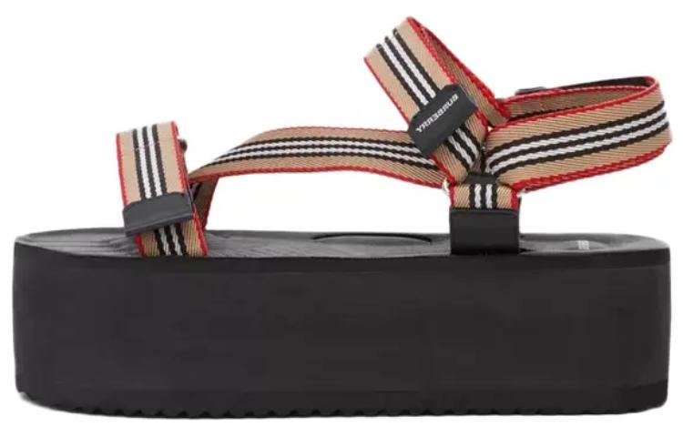 Buy Burberry博柏利 織物 時尚簡約 一字帶涼鞋 女款 黑色