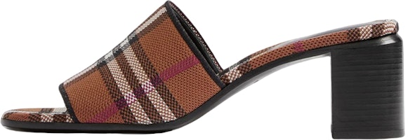 (Women) Burberry Fabric Fashion Slides 'Checkered Block-Heel' 80655061 (Women) Burberry Fabric Fashion Slides 'Checkered Block-Heel' 80655061