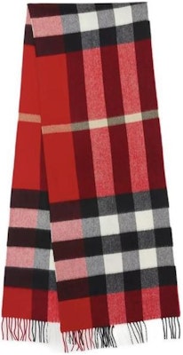 (Women) Burberry Fashion Check Fringe Cashmere Scarf for Women in Red 80497261 Order (Women) Burberry Fashion Check Fringe Cashmere Scarf for Women in Red 80497261