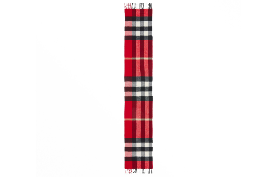Lookbook (Women) Burberry Fashion Check Fringe Cashmere Scarf for Women in Red 80497261