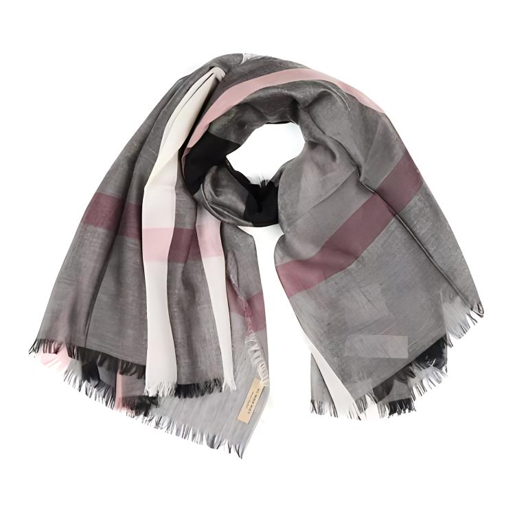 (Women) Burberry Fashion Checkered Scarf in Dark Grey 40504791