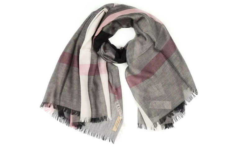 (Women) Burberry Fashion Checkered Scarf in Dark Grey 40504791 圖 2