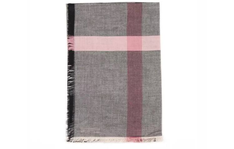(Women) Burberry Fashion Checkered Scarf in Dark Grey 40504791 圖 3
