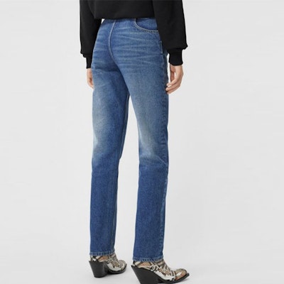 (Women) Burberry Flared Distressed Jeans - Blue Denim 80252541 Details for (Women) Burberry Flared Distressed Jeans - Blue Denim 80252541