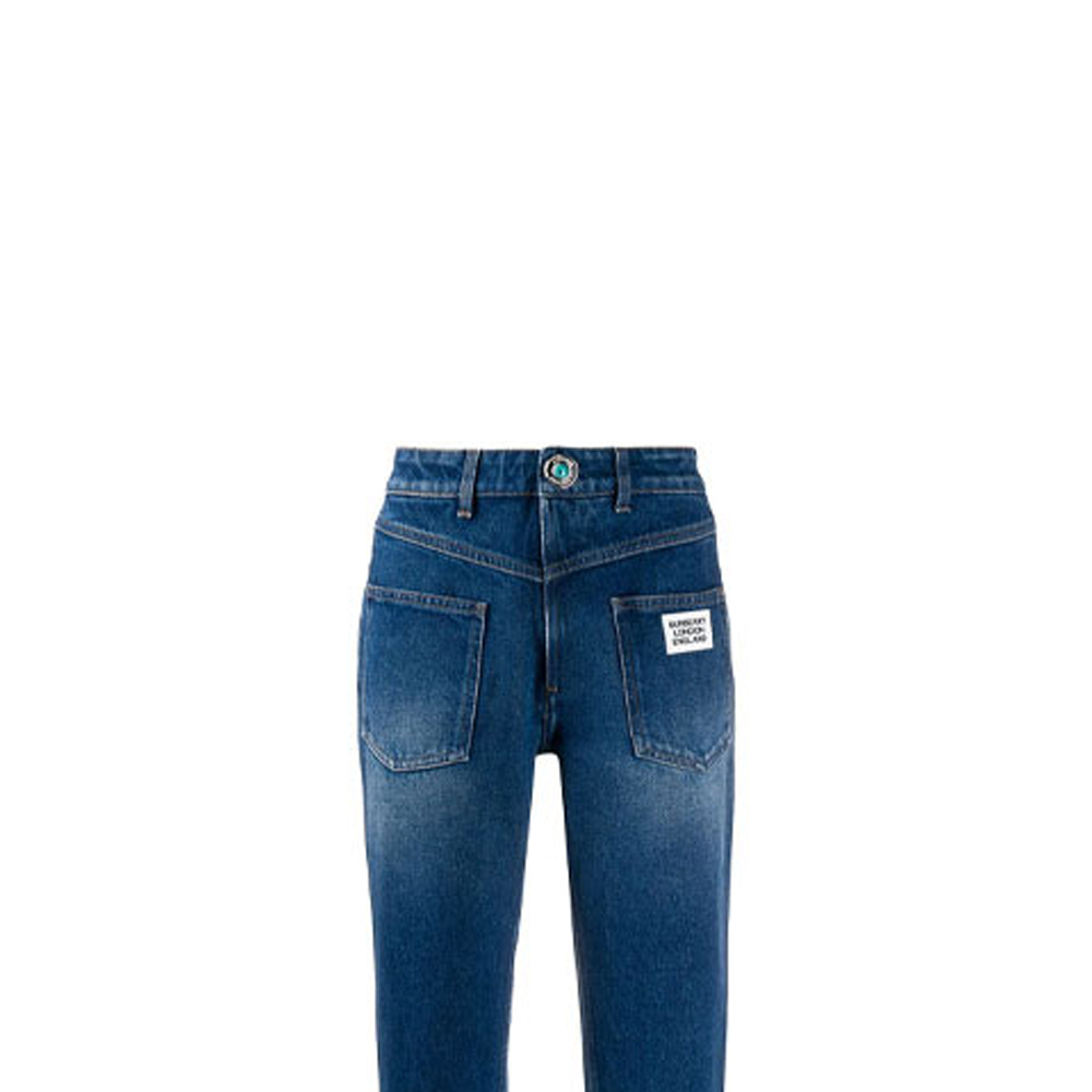 Sizing (Women) Burberry Flared Distressed Jeans - Blue Denim 80252541