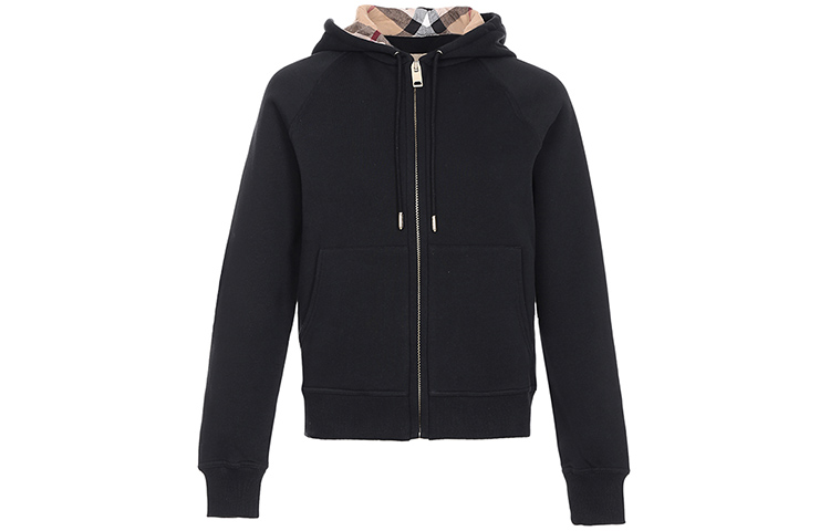 (Women) Burberry Fleece-Lined Ribbed Edges Hooded Jacket Black 40385271 圖 2