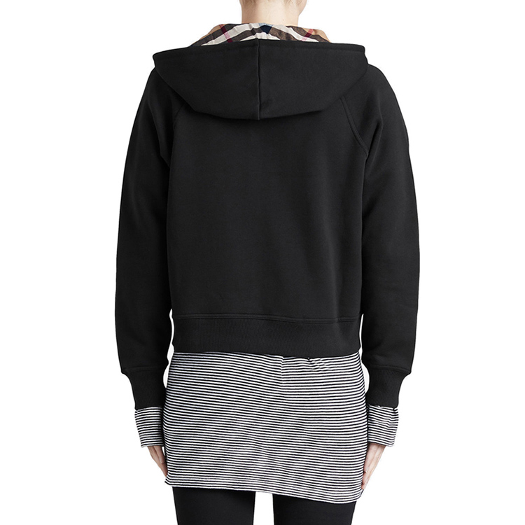 (Women) Burberry Fleece-Lined Ribbed Edges Hooded Jacket Black 40385271 圖 6