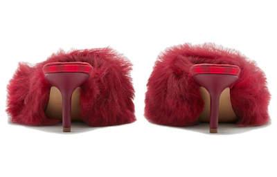 (Women) Burberry Fur Slide 'Red Open-Toe'