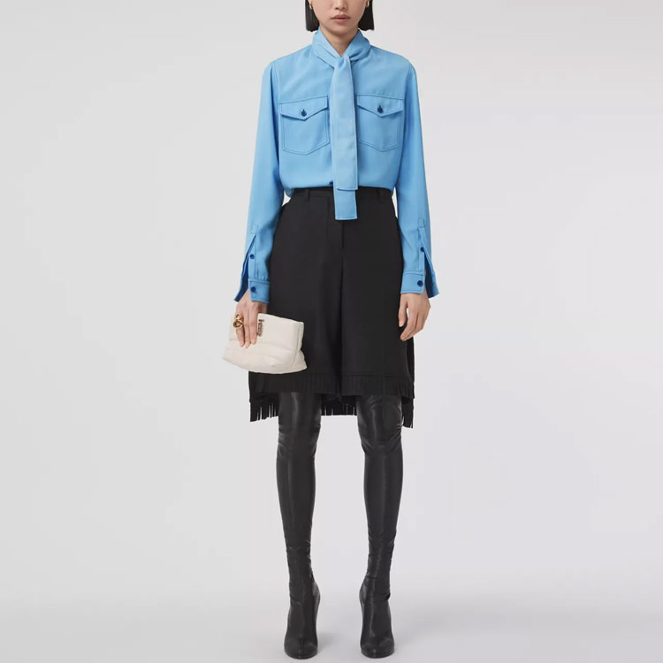 (Women) Burberry FW21  Soft Cornflower Blue Stitch Detail Long Sleeve Shirt. 80472511 圖 3